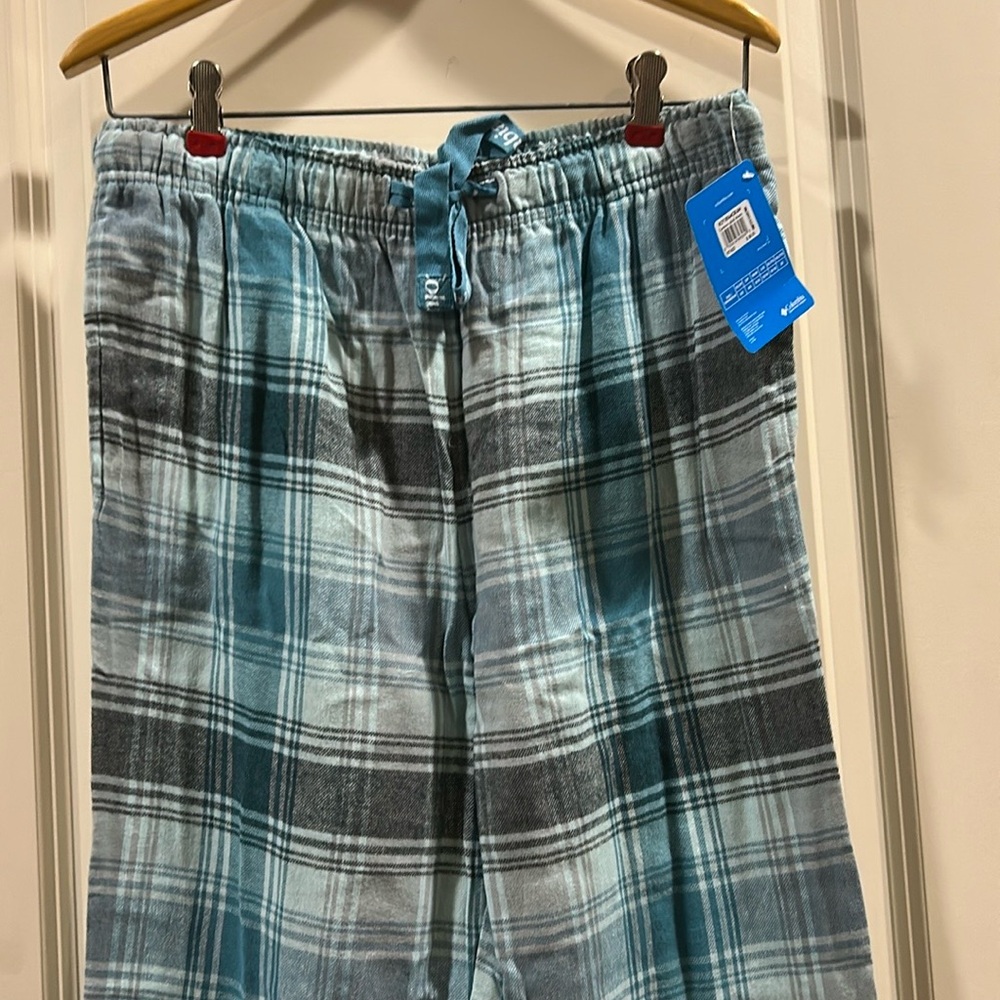 NWT Columbia women drawstring plaid flannel PullOn Pajama Pants w/pockets Size L